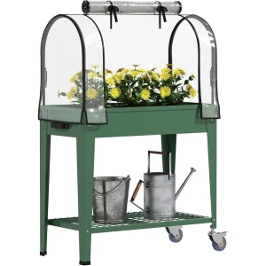 Metal Elevated Garden Bed with Greenhouse
