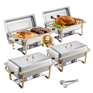 4 Pack, 8 qt Chafing Dish Stainless Steel Buffett set